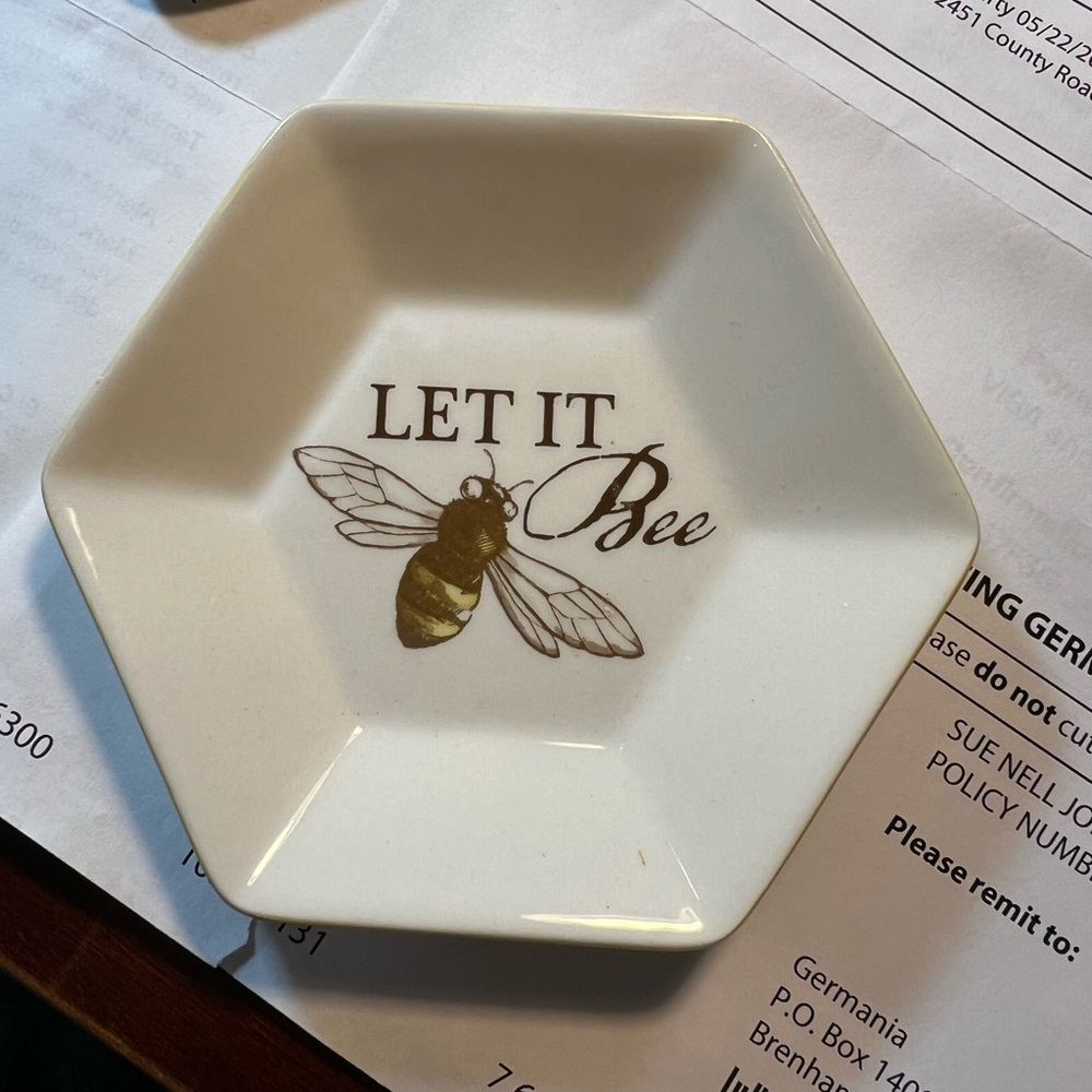 Department 56 Hexagonal White Bee Dish.